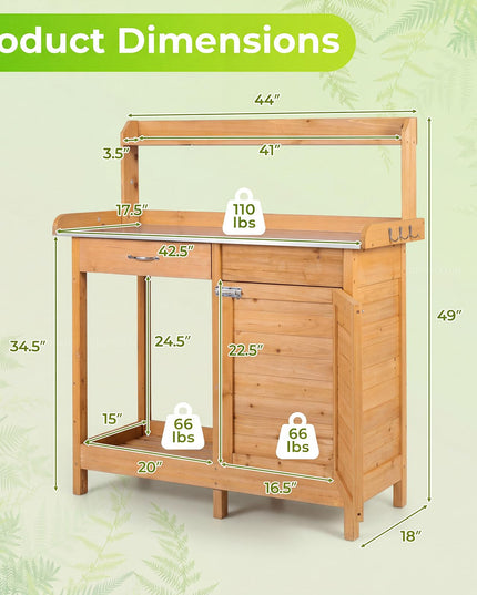 Giantex Potting Bench Table with Storage Cabinet & Drawer