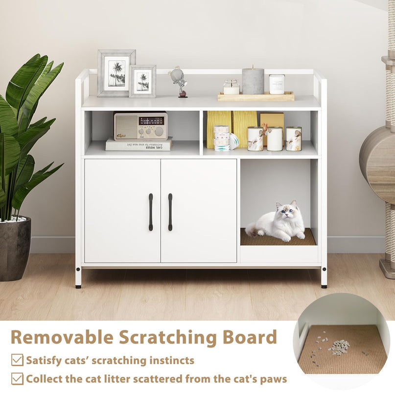 Giantex Cat Litter Box Enclosure Cat Washroom Hidden Furniture with Front Entry