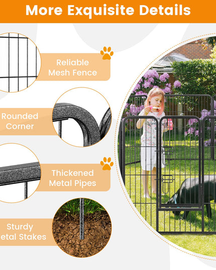 Giantex Dog Playpen Outdoor 32" H - 8/16 Panels Metal Pet Fence for Medium Dogs, Heavy Duty Dog Pen Exercise Fence with Door