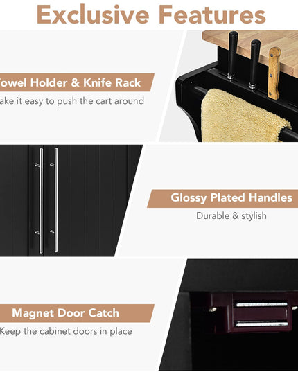 Giantex Kitchen Island Cart , 2 Drawers, 3 Door Cabinet