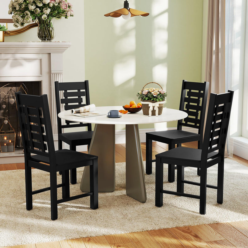 Giantex Wooden Dining Chairs Set of 2/4 with High & Tilted Backrest