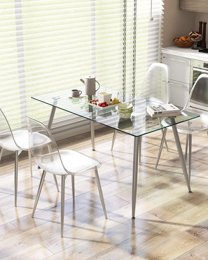 Giantex Clear Dining Chairs Set of 4, Kitchen Chairs w/Transparent Seat & Curved Back