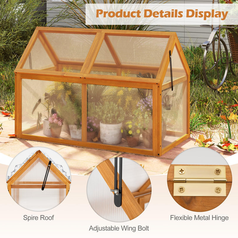 Giantex Wood Cold Frame Greenhouse (40" x21" x28")