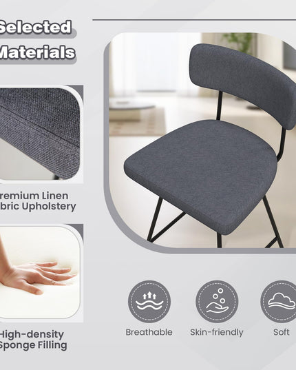 Giantex Swivel Bar Stools,  Upholstered Bar Height Bar Chairs w/Padded Seat & Backrest