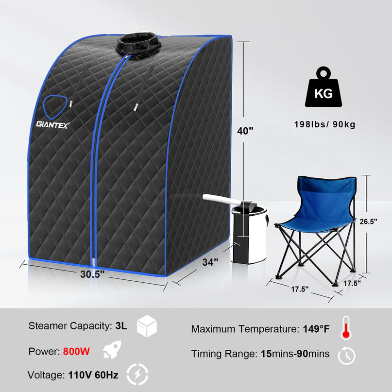 Giantex Portable Steam Sauna, Personal Therapeutic Sauna for Detox, Temperature & Timer Adjustable