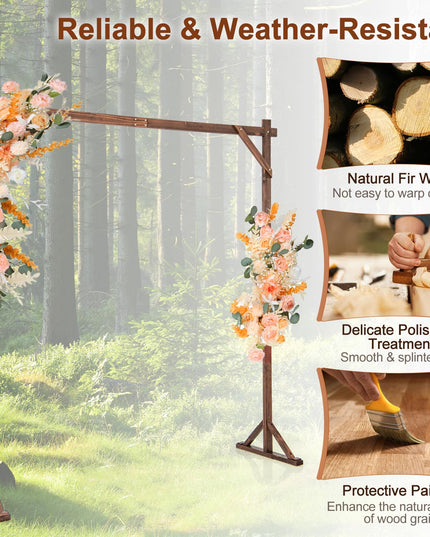 Giantex Wooden Wedding Arch for Ceremony, 7.2 FT Square Solid Wood Arbor for Wedding Backdrop Stand