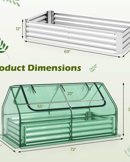 Giantex 3-in-1 Metal Raised Garden Bed with Greenhouse Cover