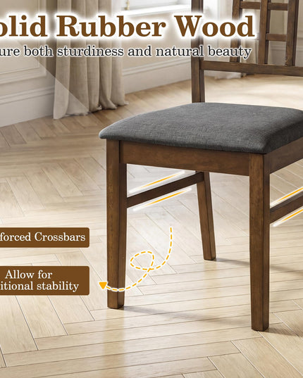 Giantex Farmhouse Kitchen Chairs with Upholstered Cushioned Seat and Lattice Back