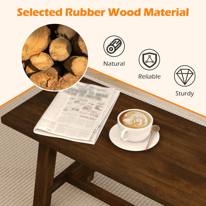 Giantex 38" Wooden Dining Bench with Rubber Wood Frame