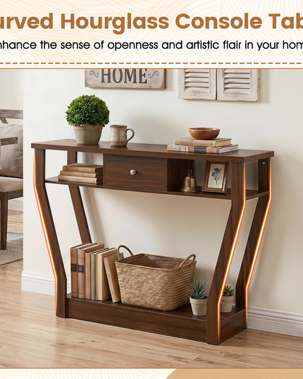 GIANTEX 43" Modern Console Table with Drawer & Storage Shelf
