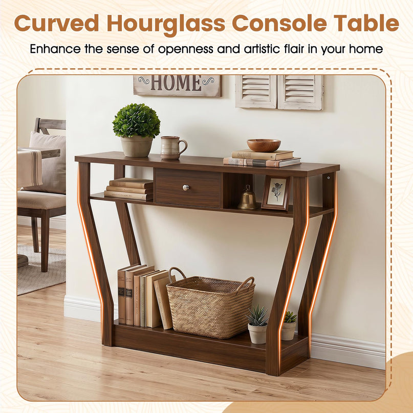 GIANTEX 43" Modern Console Table with Drawer & Storage Shelf