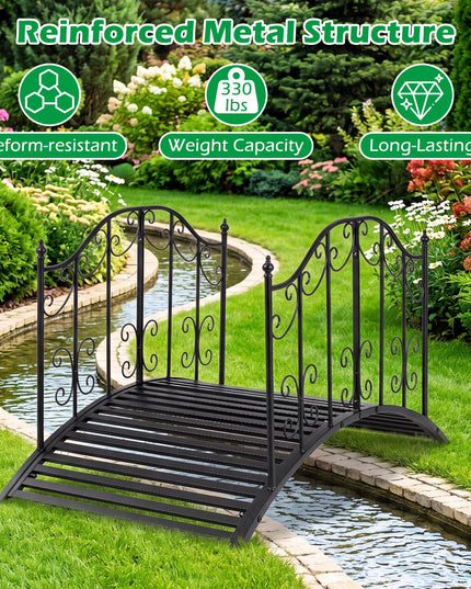 Giantex 4 FT Metal Garden Bridge | 330 lbs Capacity Outdoor Landscape Bridges