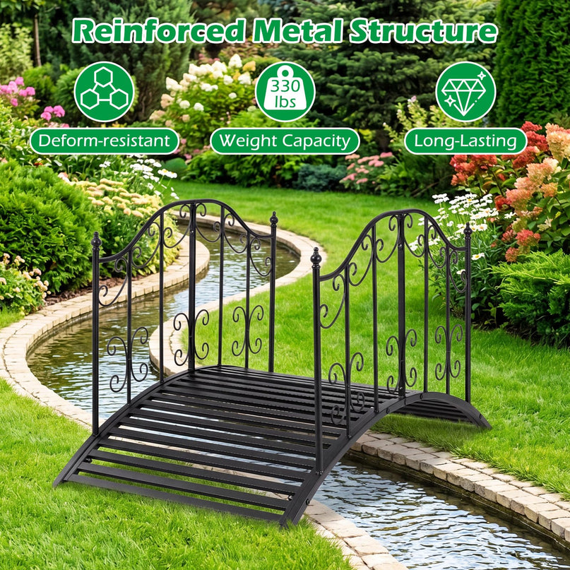 Giantex 4 FT Metal Garden Bridge | 330 lbs Capacity Outdoor Landscape Bridges