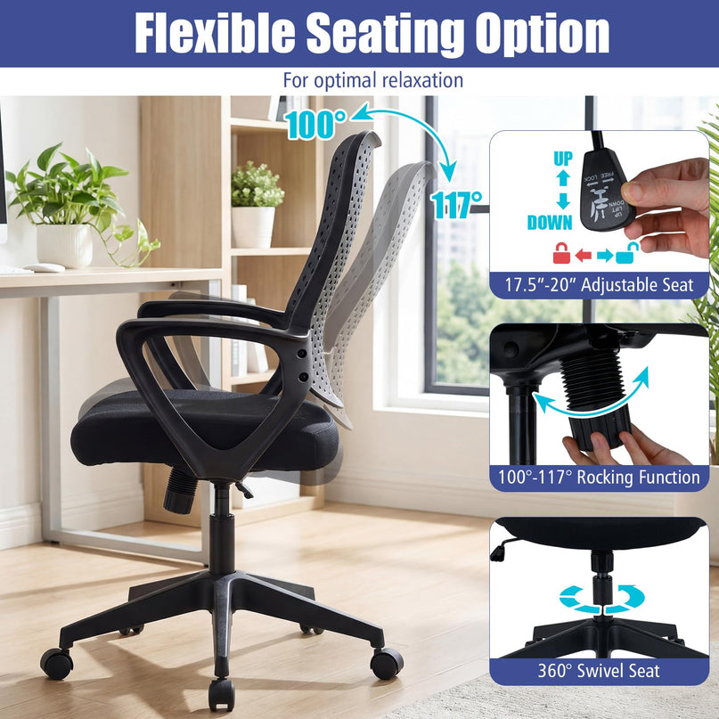 Gianetx Ergonomic Office Chair Height Adjustable Computer Desk Chair(1/2)