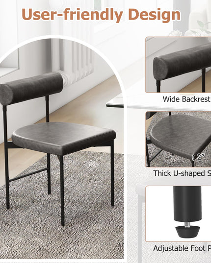 Giantex Dining Chairs, Faux Leather Upholstered Kitchen Side Chair with Padded Backrest and Cushion, Metal Legs