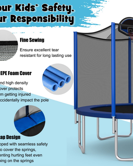 12/14/15/16FT Outdoor Recreational Trampoline for Adults Kids - Giantex
