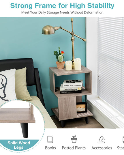 Giantex Accent Sofa Side Table w/Open Storage Shelves for Living Room Bedroom Study Room