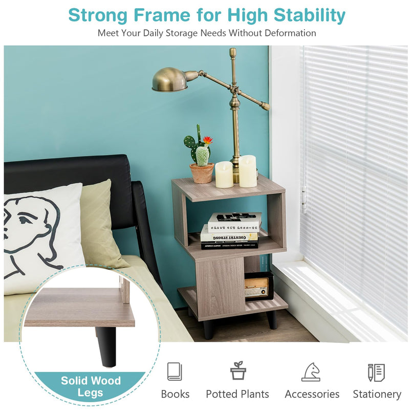 Giantex Accent Sofa Side Table w/Open Storage Shelves for Living Room Bedroom Study Room