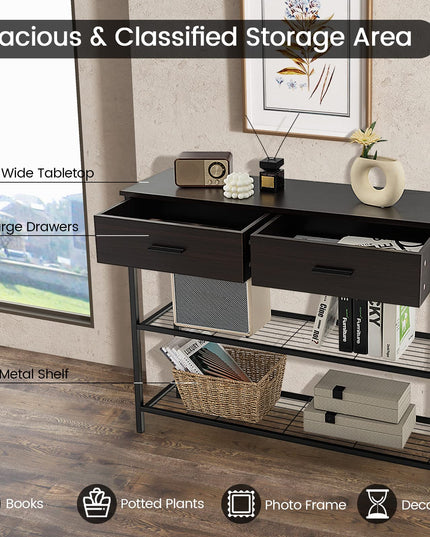 Giantex 39.5” Console Table with Storage Drawer - Entryway Table with 2 Drawers