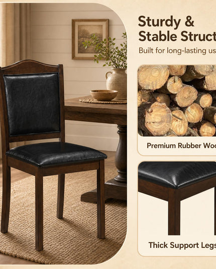 Giantex Wooden Dining Chairs Set of 2/4 | Faux Leather Padded Seat & Back