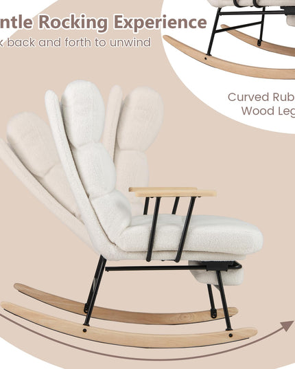 Giantex Rocking Chair Nursery Teddy Upholstered Rocker Chair