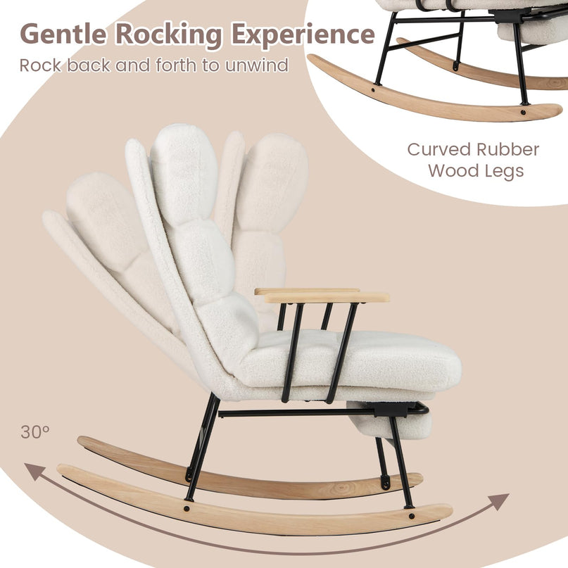Giantex Rocking Chair Nursery Teddy Upholstered Rocker Chair
