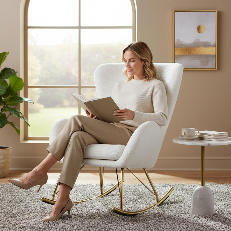 Giantex Rocking Chair Nursery Upholstered Glider Rocker