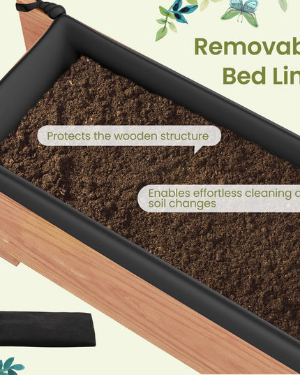 Giantex Wood Raised Garden Bed Rectangular Planter Box w/Drainage Hole（36"x7"x7"）