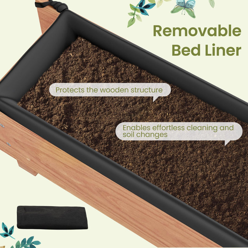 Giantex Wood Raised Garden Bed Rectangular Planter Box w/Drainage Hole（36"x7"x7"）