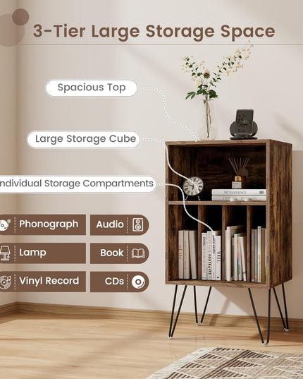 Giantex Record Player Stand with Charging Station