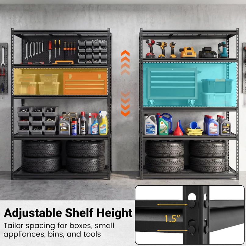 Giantex 5-Tier Metal Storage Shelves Heavy Duty Garage Shelving Units(48" L x 24" W x 72" H)