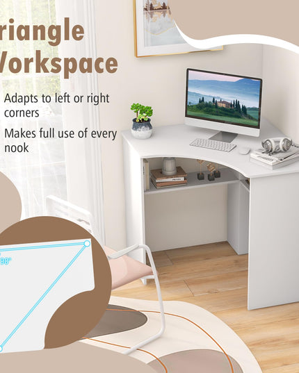 Giantex Corner Desk with Storage, 34" W x 30.5" H Small Computer Desk with Adjustable Shelves