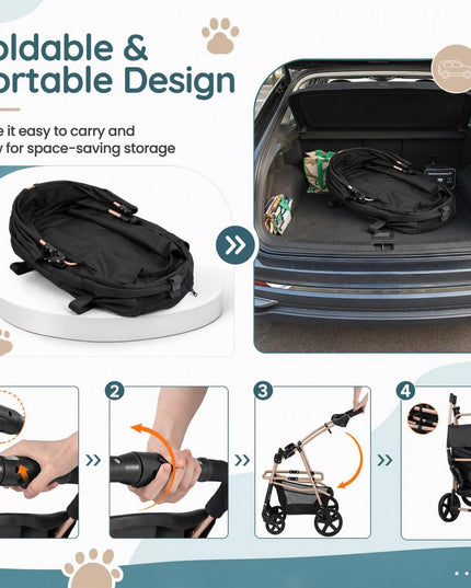 GIANTEX 3-in-1 Pet Stroller for Small Dogs & Cats with Detachable Carrier