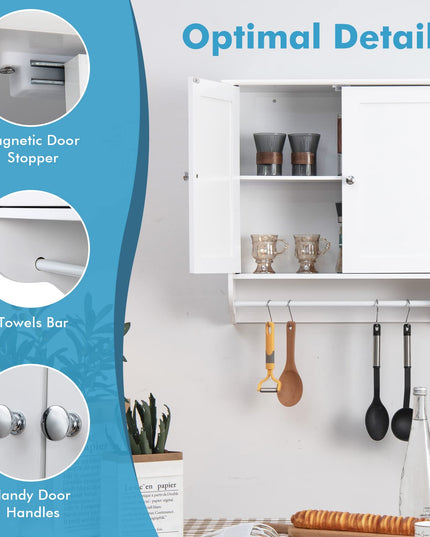 Bathroom Cabinet Wall Mounted - Over The Toilet Medicine Cabinet with Double Doors - Giantex
