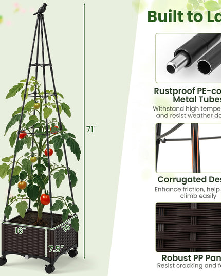 Giantex Raised Garden Bed with Wheels & Tomato Cage