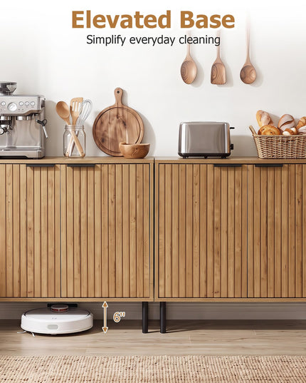 GIANTEX Fluted Buffet Cabinet | 2-Door Sideboard w/Storage