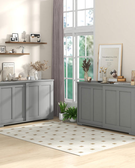 Giantex Buffet Cabinet with Storage, Coffee Bar Wine Cabinet, Farmhouse Sideboard w/Sliding Door