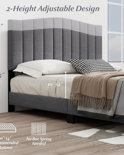Giantex Queen Bed Frame with Adjustable Arch Tufted Headboard