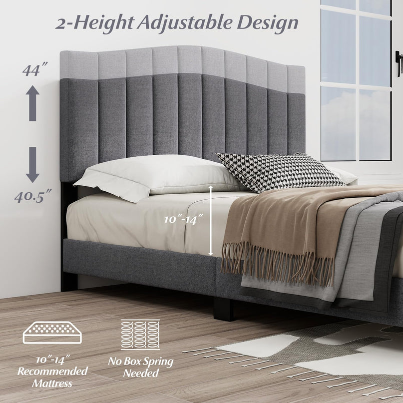 Giantex Queen Bed Frame with Adjustable Arch Tufted Headboard