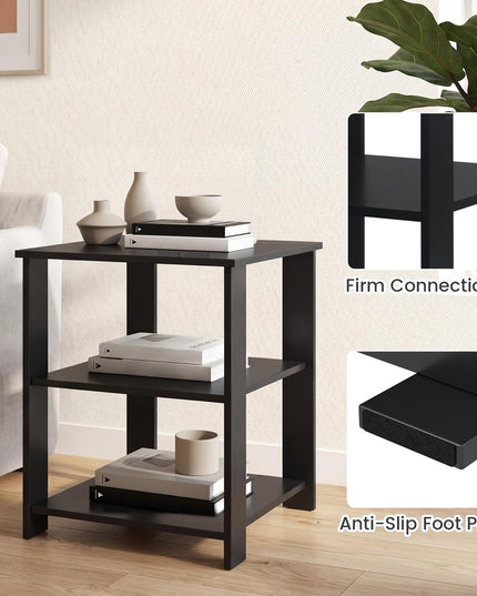 Giantex 16" Square Wooden 3-Tier Side Table with Open Storage Shelves (1/2)