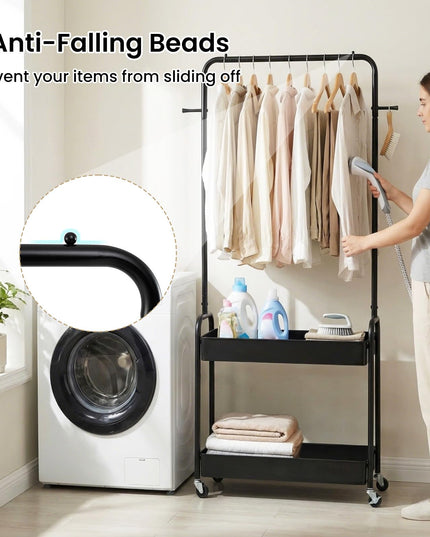 Giantex Metal Garment Rack with Lockable Wheels for Bedroom