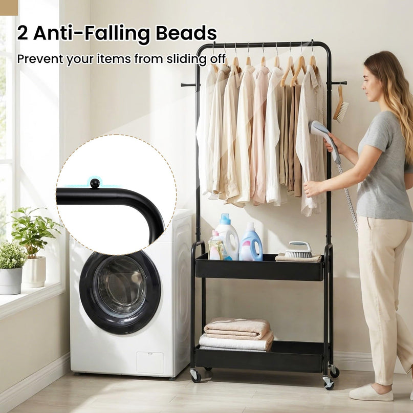 Giantex Metal Garment Rack with Lockable Wheels for Bedroom