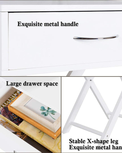 Giantex Nightstand with Drawer X-Shaped Design Sofa Side Table