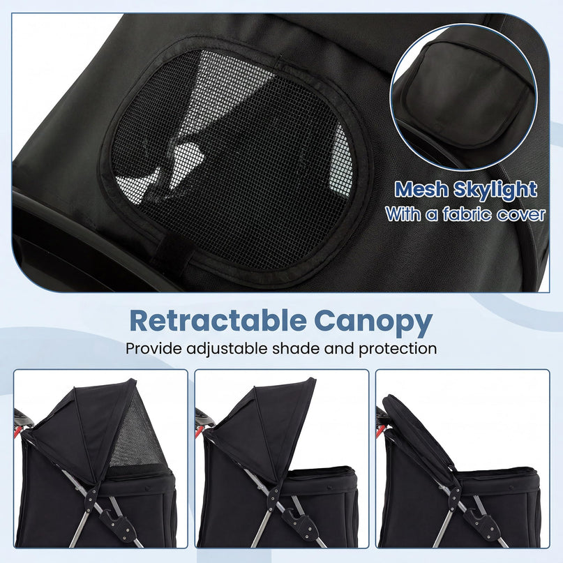 Giantex 3 Wheel Foldable Dog Stroller for Small Dogs Cats