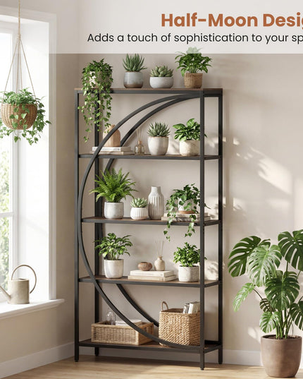 Giantex 5-Tier Bookshelf | 65" Tall Industrial Etagere Bookcase with Half-Moon Shape