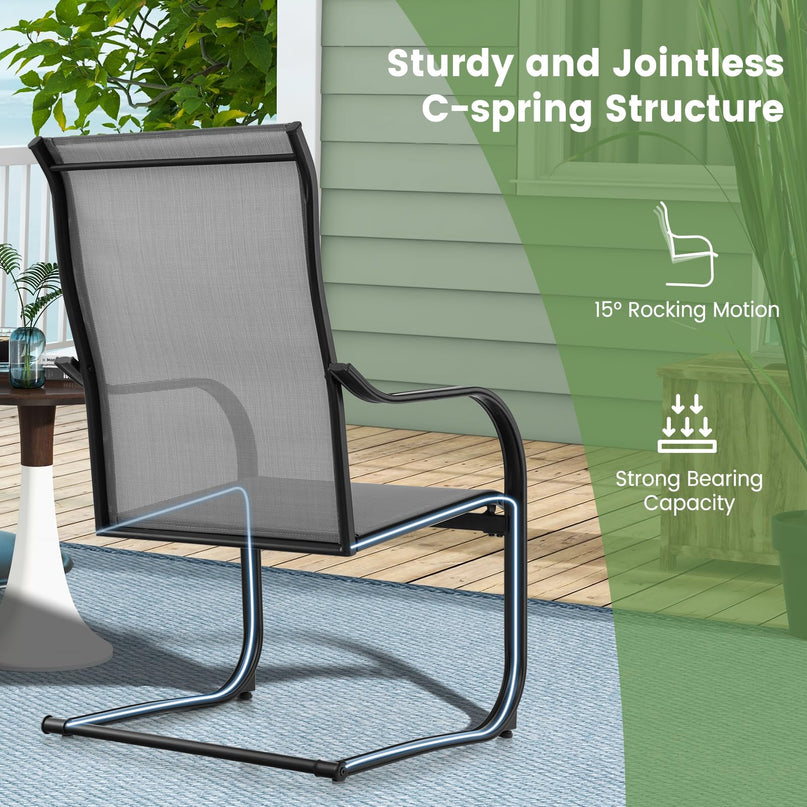 Giantex Patio Chairs, High Back Outdoor Chairs w/Sled Base, All Weather Fabric