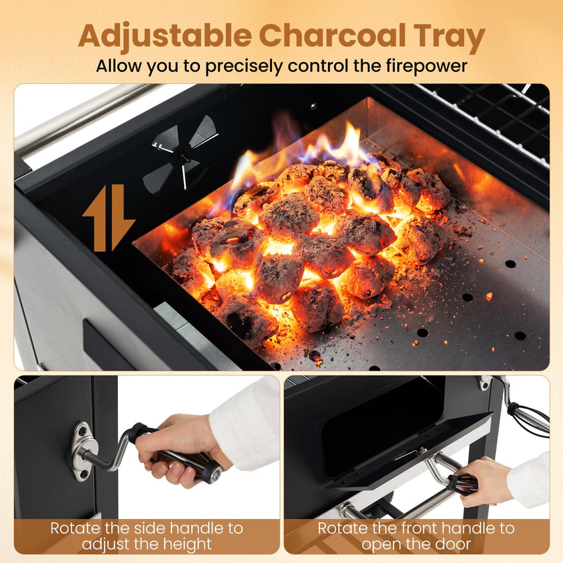 Giantex Outdoor Charcoal Grill with Foldable Side Shelf
