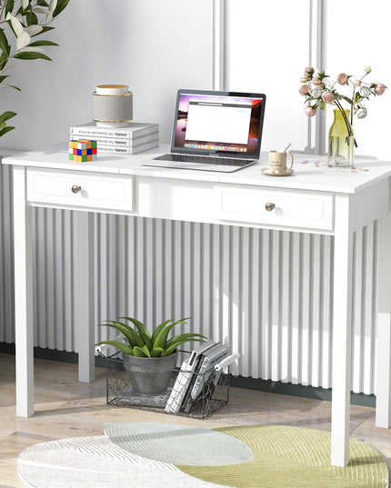 CHARMAID Makeup Vanity Desk - 44 inch White Vanity Desk with Flip Top Mirror
