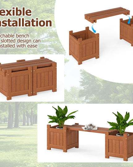 Giantex 2 in 1 Outdoor Bench with 2/4 Raised Garden Beds