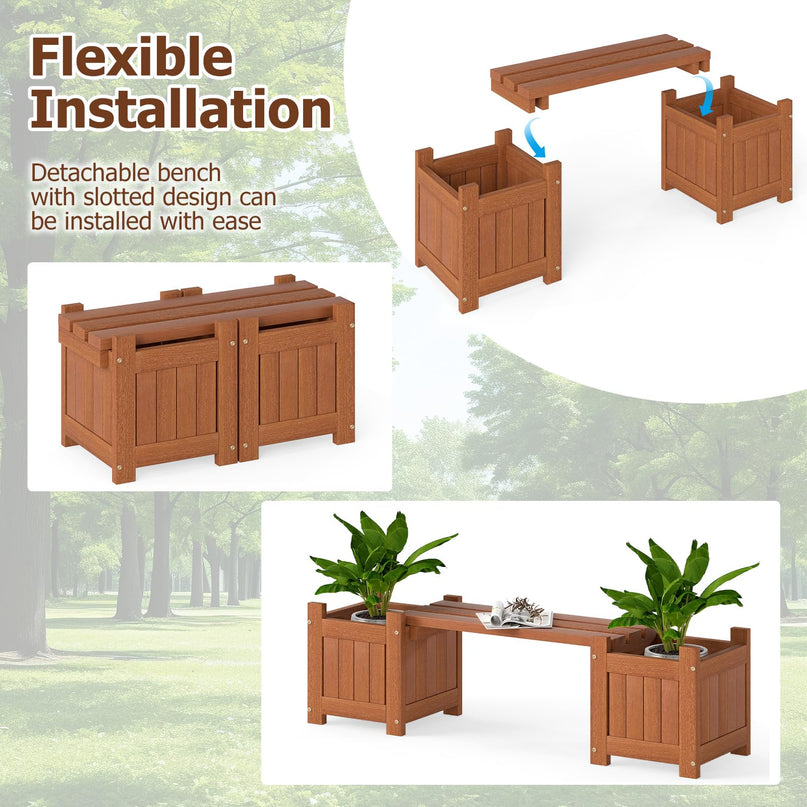 Giantex 2 in 1 Outdoor Bench with 2/4 Raised Garden Beds